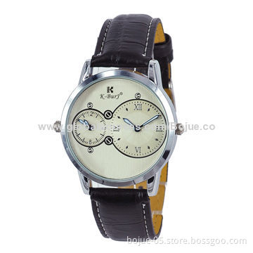 Leather Dual-time Zone Watch with 3ATM Waterproof, Sized 240 x 38mm